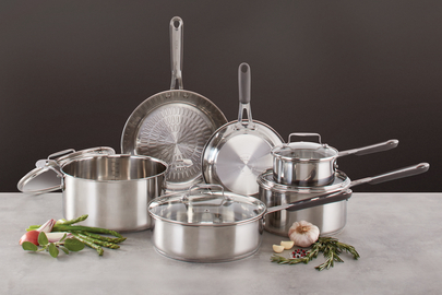 T-fal C811SA54 Elegance Stainless Steel Cookware Set, 10-Piece