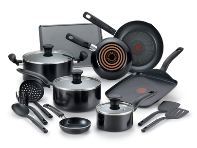 T-fal Essentials Nonstick Aluminum 20 Piece Cookware Set & Cooking Utensils